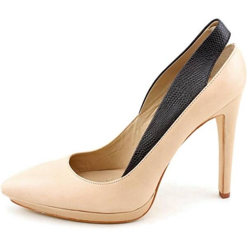 BCBG Raine slingback nude heels with black accent